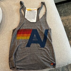 Aviator Nation Gray Tank Top with Red and Yellow Stripes